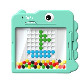 Magnetic Doodle Board Dinosaur Shape Dust Free Dot Art Preschool Toy Magnetic Pen Beads Drawing Board Green S