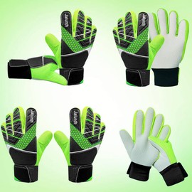 Jalunth Youth Soccer Goalkeeper Goalie Gloves Boys Girls Goal Keeper Field Player Glove Ages 11-13 Years Old Anti-Slip Latex Palm Soft Pu Hand Back Size 8 Black Green