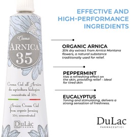 Arnica 35 – Arnica Cream Refreshing Effect, 50 ml, with 35% Organic Extracts, Provides Comfort to Muscles, Joints, Neck, and Back, Massage Cream with Peppermint and Eucalyptus, Made in Italy