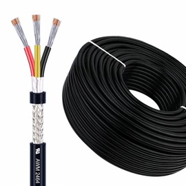 LINKSQ UL2464 30FT 18 Gauge 3 Conductor AL Shielded Wire, Tinned Copper Core 18 AWG 3 Wires Cable, 18/3 AWG CNC Wire, for CNC VFD Spindle, 3D Printer, Stepper Motor, Signal Transmission, etc.