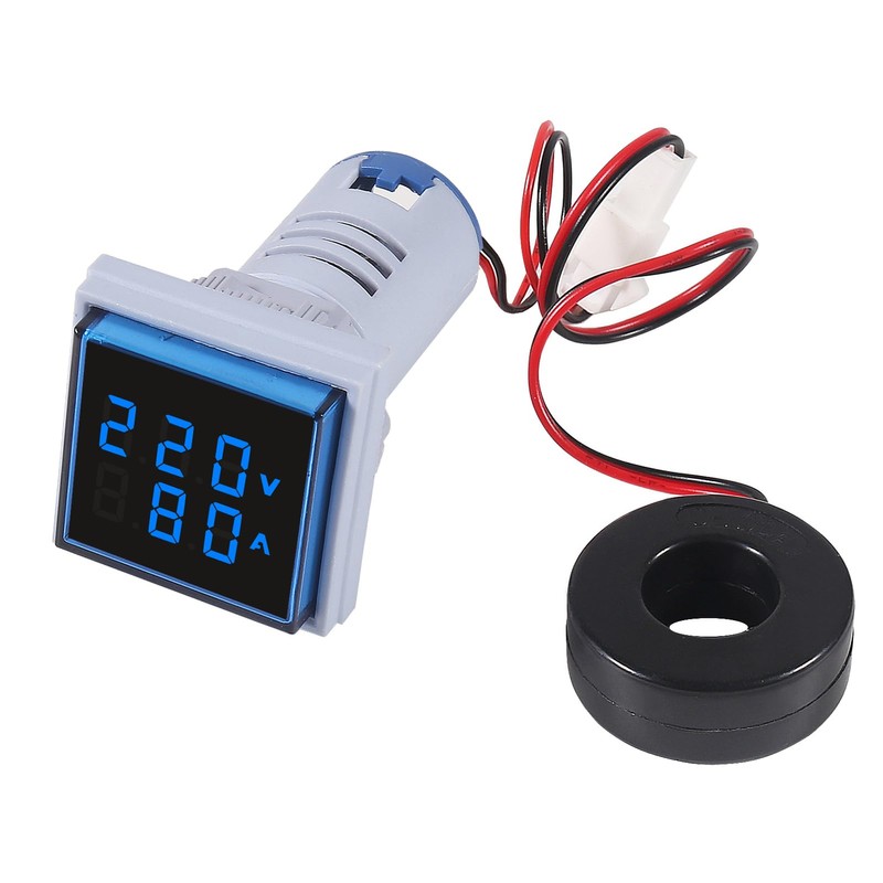 Aitiao 2PCS 60-500V 0-100A AC Digital Ammeter Voltmeter, 22mm Square