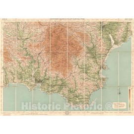 Historic Map - 1910 Bartholomew's New Reduced Survey for Tourists & Cyclists - South Devon - Vintage Wall Art - 24in x 18in
