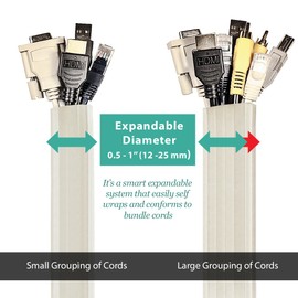 UT Wire UTW-FCW12-WH Expandable Flexi Cable Wrap, 12-Feet, White