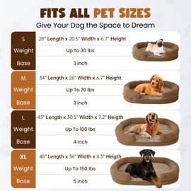 Miorun Orthopedic Dog Bed for Large Dogs, Removable Washable Cover, Memory Foam Indestructible Pet Couch for Big Dogs, Sturdy and Cozy Round Bed with Bolstered Sides, Durable Crate Bed, Camel