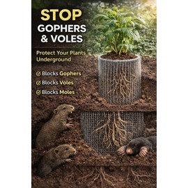GISSAN Gopher Baskets for Plants – 5 Gallon Root Guard Mesh Cages (10-Pack) | Rustproof 304 Stainless Steel Wire for Gophers, Moles & Voles Protection