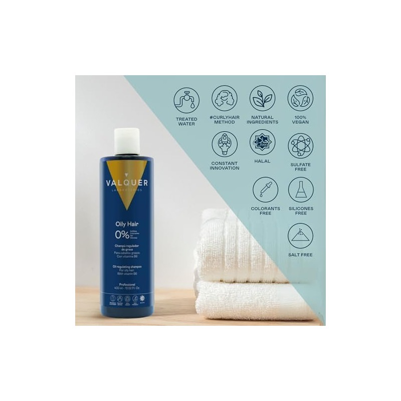 VALQUER Shampoo Antigrasa Seborregulador Zero para Cabello Graso 1 Lt
