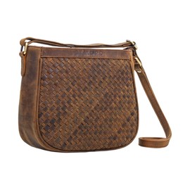 STILORD 'Madita' Small Women's Handbag Leather Vintage Shoulder Bag for Women Braided Shoulder Bag for Leisure Going Out City Party Genuine Leather, Vinto - Brown, shoulder bag