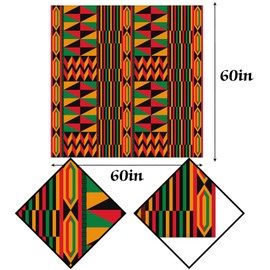 Hafangry African Print Tablecloth Blakc History Month Decoration American Heritage Holiday Celebration Party Supply Kitchen Dining Room Home Table Cover(60" x 60")