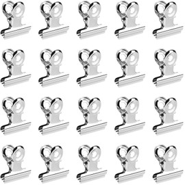 SAHENITEANA 20 clips de metal para carpetas de bulldog, clips de papel de bisagra de 1.2 pulgadas para bolsas de alimentos, fotos, manualidades, suministros de oficina en casa (Plata)