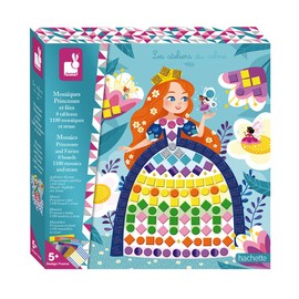 Janod - Princesses and Fairies Mosaics Set - Les Ateliers Du Calme - Kid'S Creative Leisure Kit - Teaches Fine Motor Skills and Concentration - Ages 5 and Up, J07962