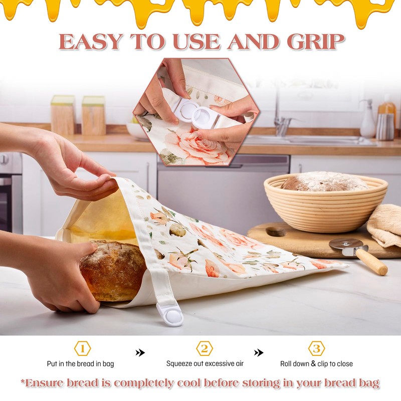 FIZZBOP Beeswax Bread Bags 2-Pack, Reusable XL 13x17 Inch For