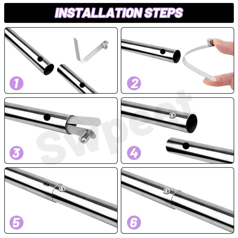Swpeet 21Pcs 7Sizes Stainless Steel V-Shaped Push Button Spring Clips