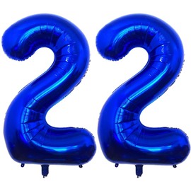 Navy Blue 22 Number Balloons, 40 Inch Giant Number 22 Balloons Foil Mylar Helium Dark Blue Number Balloons for 22th Birthday Party Supplies Anniversary Event Celebration Decorations