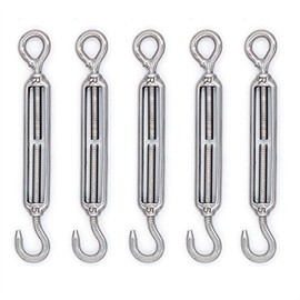 Mecollection M4/M5/M6/M8 304 Stainless Steel Hook & Eye Turnbuckle Wire Rope Tensioner Pack of 10