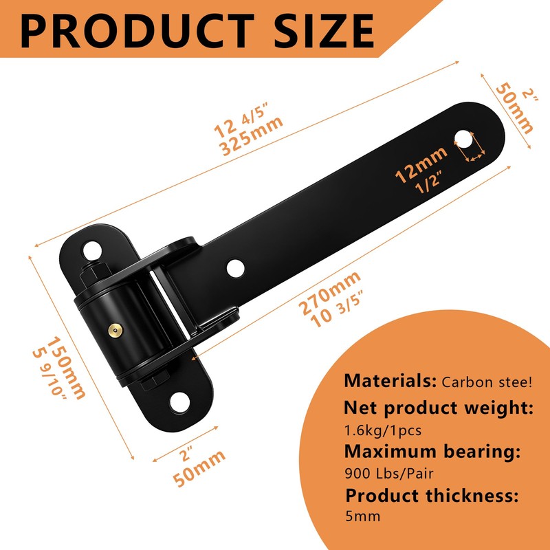 Heavy Duty Gate Hinges, 2 pcs 900LBS Capacity and 180-Degree