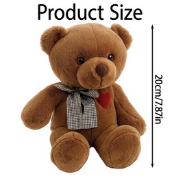 WPNCYK Teddy Bear, Small Teddy Bear Plush Toy for Girls and Adults, Cute Stuffed Animal for Gifts, Valentine's Day, Christmas, Birthday, 20 cm Brown Teddy