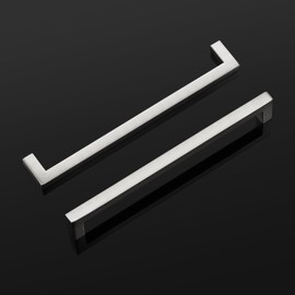 Probrico 10 Pack Hole Centers 7.5inch Stainless Steel Kitchen Cabinet Pulls,Brushed Satin Nickel Drawer Handles,Square Corner Bar Dresser Pull Handle 8inch Length