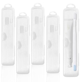 GTILE 5Packs Toothbrush Case, Portable Clear Toothbrush Travel Case, Dust-proof Plastic Toothbrush Holder Toothpaste Storage Container for Traveling Camping and Business Trips (transparent)