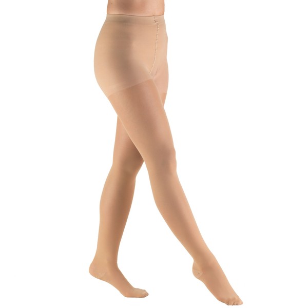 Truform Sheer Compression Pantyhose, 20-30 mmHg, Women's Shaping Tights, 20 Denier, Beige, X-Large