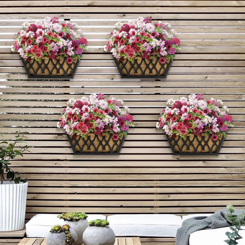 Karlliu 4 Pack 12 Inch Window Boxes Planters Railing Planter