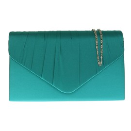 Girly Handbags Womens Satin Pleated Clutch Bag Teal