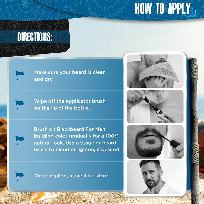 Blackbeard for Men Beard Color – 1-Day Beard, Mustache, Eyebrow,