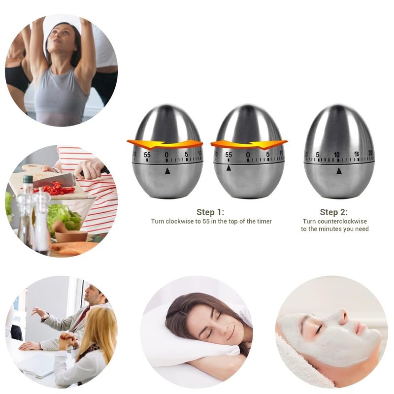 Stainless Steel Mechanical Egg Timer Egg Shaped Timer Kitchen Timer