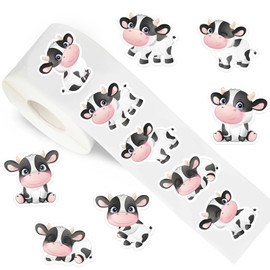 JarThenaAMCS 1000Pcs Cow Stickers Cute Farm Animal Adhesive Label Decals for Birthday Baby Shower Party Card Envelope Sealing, 1.5 Inch