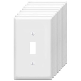 Toggle Light Switch Wall Plates 1-Gang Switch Electrical Cover Plate Unbreakable Thermoplastic Faceplate, White (10 Pack)