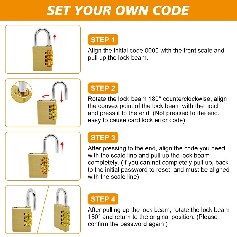 weiclianhp Padlock with Combination Code, Combination Lock Made of Brass,
