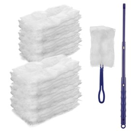 ABuff 100 PCS Disposable Duster Refills Compatible with Swiffer Duster, Replacement Thickened Duster Refills & 2 Handle, Heavy Duty Multi Surface Duster Refills for Home, Office, Blinds, Ceiling Fans