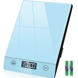 Digital Kitchen Scales, 10 kg, Glass, Electronic Household Scales for Baking, Tare Function, Touch Button, 1 g Accuracy, Blue