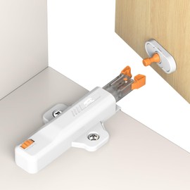 Jiayi Push to Open Door Catches Heavy Duty 2 Pack Push Opener Door Catch for Cupboard White Touch Open Latch for Closet Closing Wardrobe Closure Spring Push Latch