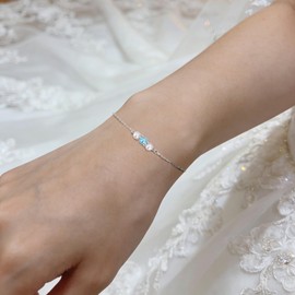 Ralukiia Something Blue Bracelet for Bride, Bridal Bracelet for Daughter, Bridal Shower Gift, Something Blue Wedding Day Jewelry, Bachelorette Party Gifts for Bride to Be