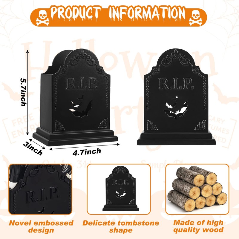 Gueevin Tombstone Gothic Makeup Brush Holder, Black, Unisex