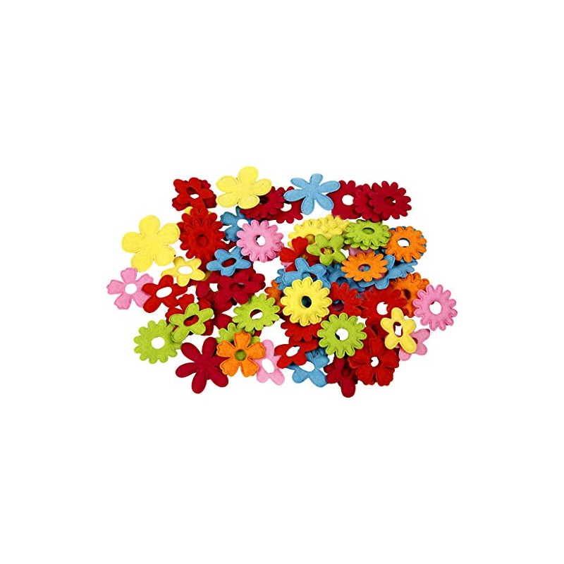 Felt Flowers, largest size 35x45 mm, 135 asstd