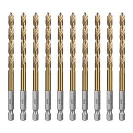 SALI Cobalt Drill Bit Set,10 Pack 15/64 Inch High Speed Steel Hex Shank Jobber Drill Bits, for Hardwood, Aluminum,Metal,Copper,Alloyed Steel