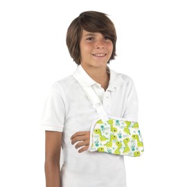 Mobiclinic ®, Children's Arm Sling Size M 100% Cotton European Brand Shoulder Sling Children Adjustable Strap Immobilising Shoulder Strap Forearm 29 cm Latex Free Dinosaur