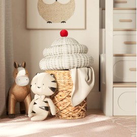 RGI Home Kids Storage Bin, Water Hyacinth, Ice Cream Cone Decorative Basket for Childrens Toys and games