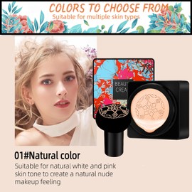 Mushroom Head Air Cushion CC Cream, BB Cream Foundation, Moisturizing Concealer, Concealer Lasting Nude Makeup Moisturizing Brightening Pigment Liquid Foundation,Cushion Foundation(Natural)