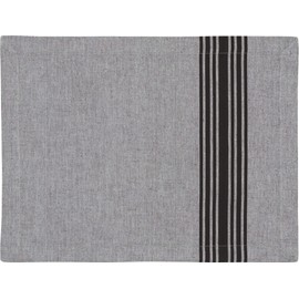 365methods Mael Placemat Lunch Mat 100% Cotton Simple Stripe 17.7 x 13.8 inches (45 x 35 cm) Black