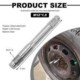 JUSTTOP Wheel Alignment Pin, M12×1.5 Stainless Steel Wheel Hanger Guide Stud Pin Balancing Tool, Wheel Lug Bolt Rim Stud Pilot Pin Tire Change Guide Mechanic Tool for Most Cars