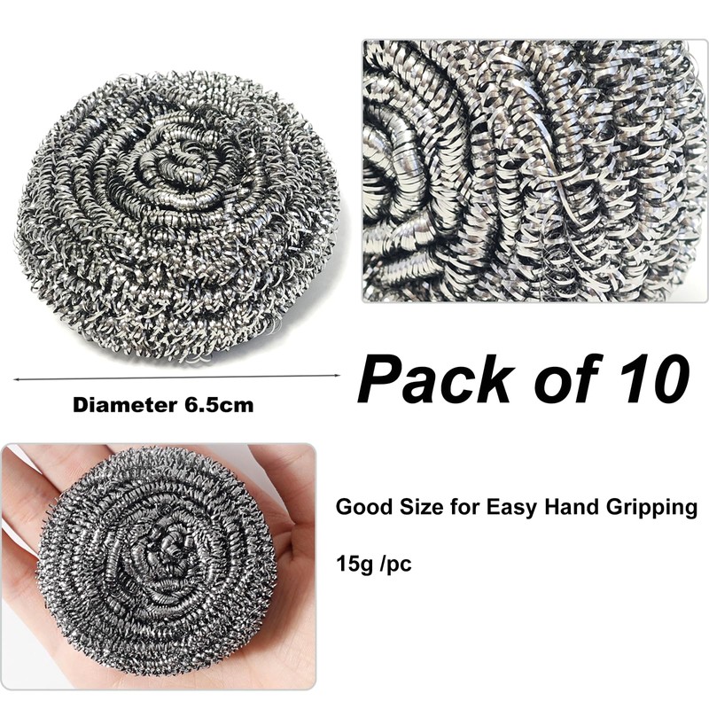 Stainless Steel Scourer,Cleaning Scrub Sponges, Heavy Duty Dishwashing Scouring Pad
