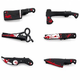 6 Pcs Mini Knife Hair Clips Black Red Punk Barrettes Halloween Accessories