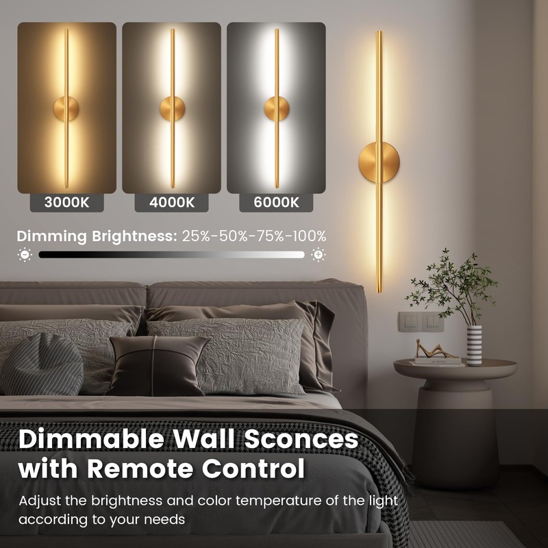 JOFIOS Battery Operated Wall Sconces Set of 2, 360°Rotation Wireless