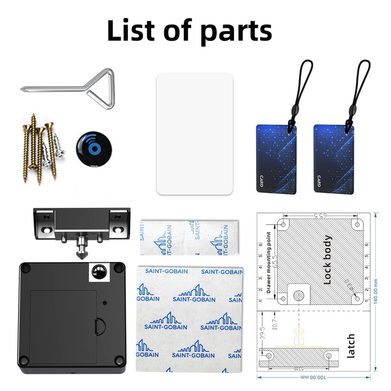 Rixiang RFID Electronic Cabinet Lock Hidden DIY for Wooden Cabinet