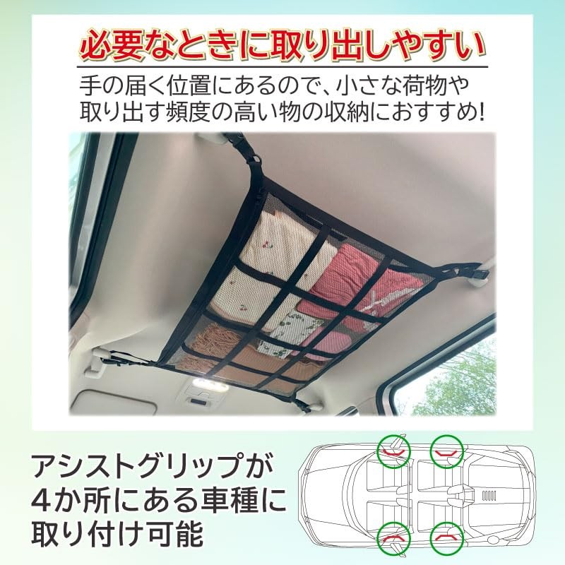 Astro 607-55 Car Roof Net, Black, Ceiling Storage Net, Cargo