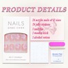Flower Press on Nails Short Square MABKJLF Nude Pink Fake