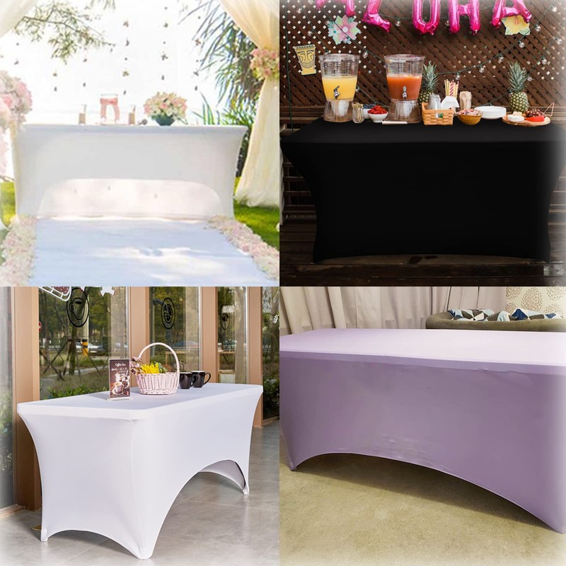 Dololoo Stretchable Tablecloths 6ft for Rectangle Tables with Open Back,