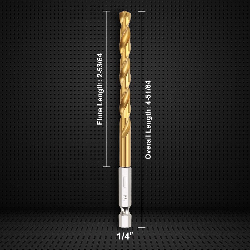 COMOWARE Titanium Twist Drill Bit Set - 10 Pcs 1/4"